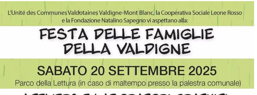Courmayeur – Il 20 settembre la Festa delle famiglie della Valdigne