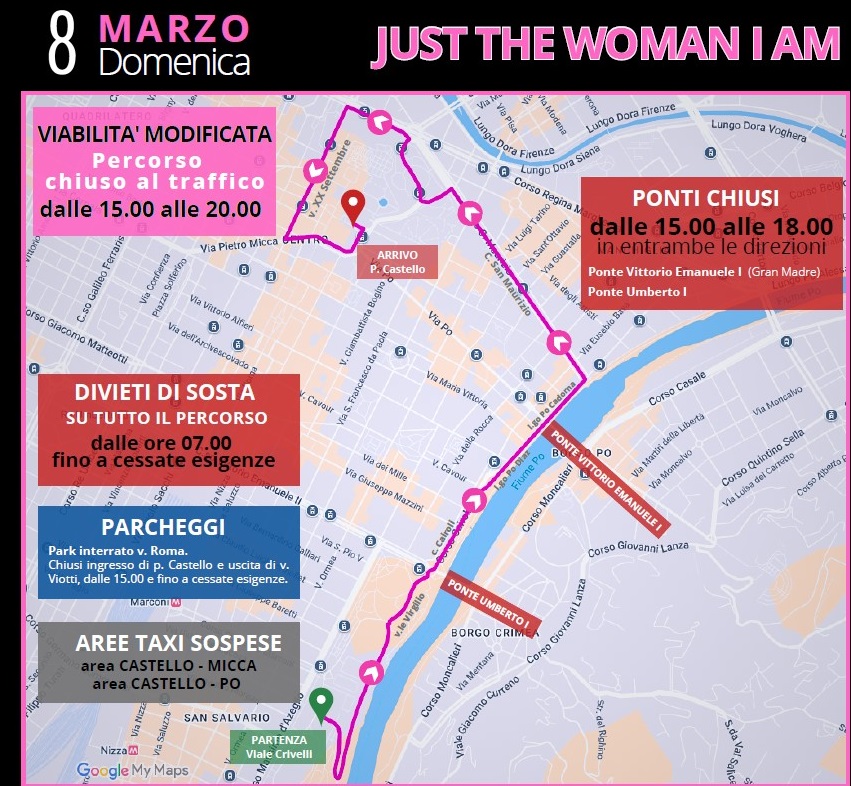 A Torino torna “Just the woman I am” – Ecco il percorso e le modifiche viabili INFO