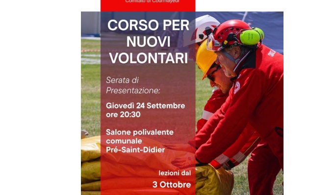 Courmayeur – Croce Rossa Italiana: al via il corso per nuovi volontari – Presentazione il 24 settembre